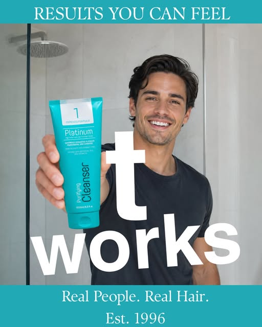Meet Platinum Purifying Cleanser — the first step in our High Performance Hair Treatment Range. 🧴

