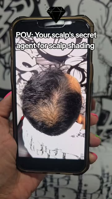 Scalp Shading Before and After one session.  If he does a second session, it will last longer ajd be