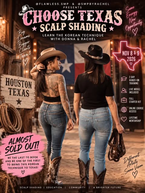 🤠 TEXAS — IT’S TIME TO CHOOSE SCALP SHADING!
🔥 HOUSTON TRAINING • NOVEMBER 8–9 • ALMOST SOLD OUT

