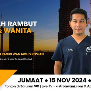 Pagi ini di Astro Awani! Berpeluang berkongsi tentang masalah rambut lelaki & wanita serta kepenting