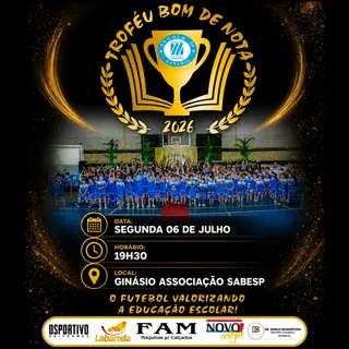 🏆 Vem aí a 14° edição do Troféu Bom de Nota da Associação Sabesp Escola de Futebol. 

🧠 Serão em m