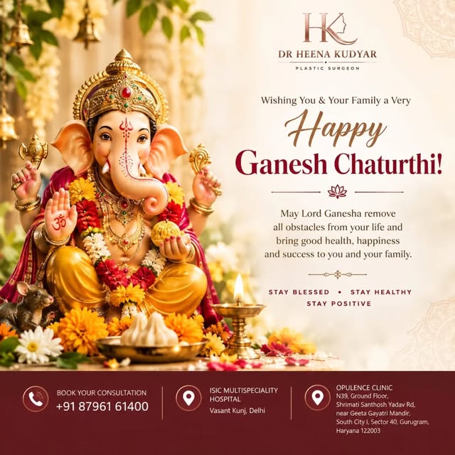 Wishing You & Your Family a Very Happy Ganesh Chaturthi! 🙏✨

May Lord Ganesha remove all obstacles 