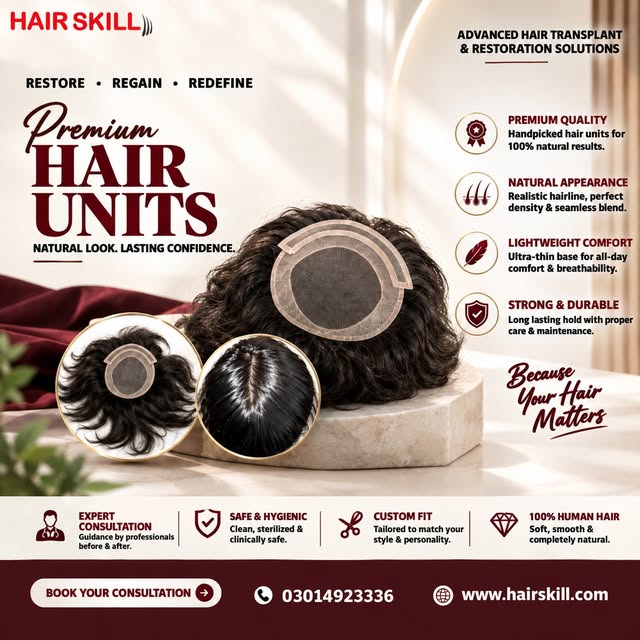 Restore, Regain, and Redefine your confidence with Hair Skill Premium Hair Units. 

Experience advan