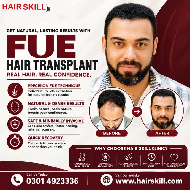 Regain your confidence with a precision FUE hair transplant at Hair Skill Clinic. 

Experience natur