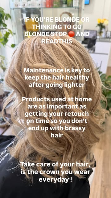Just a few tips for our blondes 👱‍♀️❤️
Using the right products at home, will keep your hair lookin