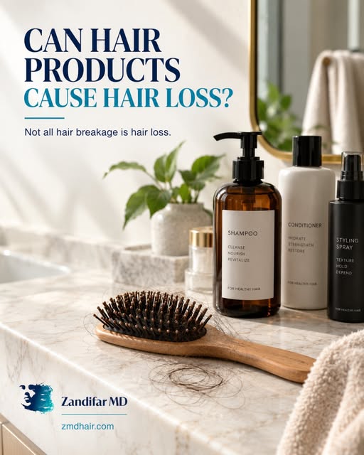 Can hair products cause hair loss? Sometimes, but it depends on what’s actually happening.

Frequent