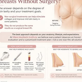 Can you lift your breasts without surgery?

The answer depends on the degree of skin laxity and your