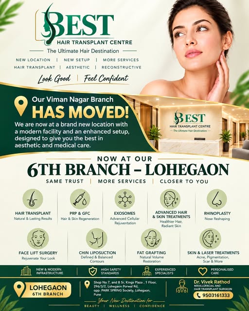 A new location, with the same trust and commitment to your care! ✨

BEST Hair Transplant & Cosmetic 