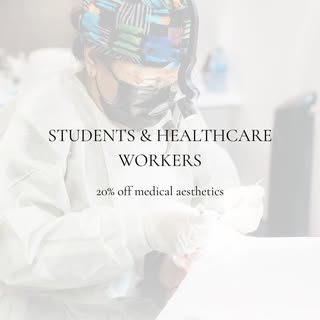 Healthcare workers & students, this one’s for you 💉💫
Enjoy 20% off medical aesthetics treatments!

