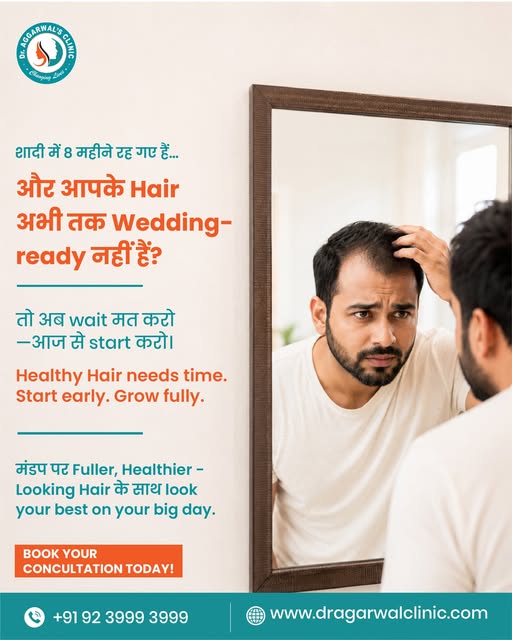 Shaadi mein 8 Mahine Baki Hai… 💍
But Hair Abhi Bhi Wedding-Ready Nahi? 😶

Sherwani, outfit, venue,
