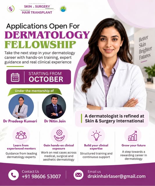 Applications Now Open

Dermatology Fellowship – October 2026 Batch

Take the next step in your derma