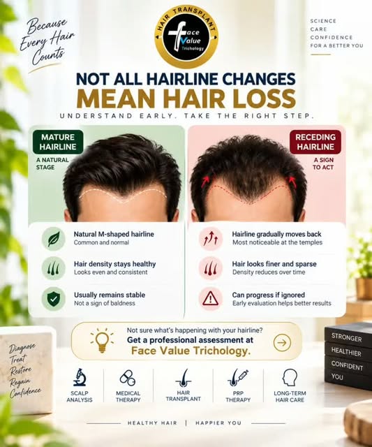 Mature hairline or receding hairline? 👀 Don’t confuse the two.

A slightly higher or M-shaped hairl
