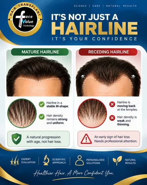 🚨 MATURE HAIRLINE OR RECEDING HAIRLINE? Don’t confuse the two.

A stable M-shaped hairline can be c