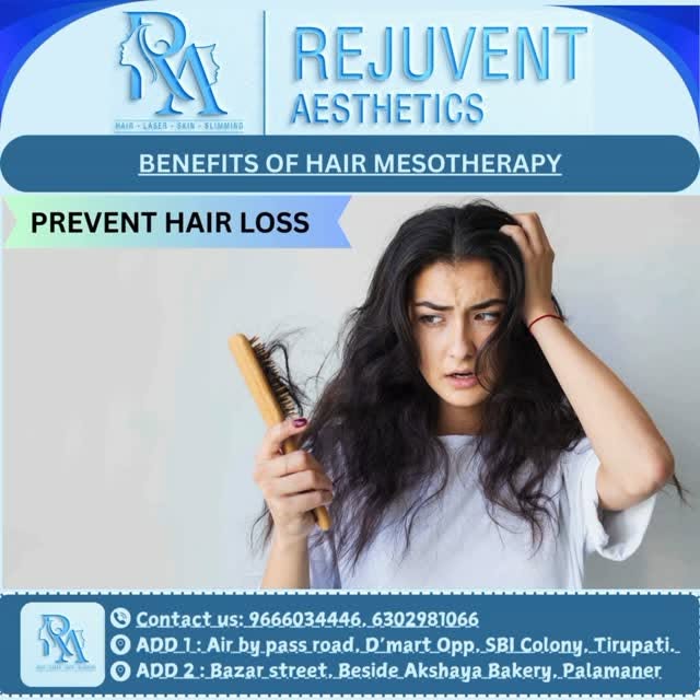 Benefits of Hair Mesotherapy...... Rejuvent Aesthetics 
.
.
.
.
.
Contact us for More details 
.
.
.
