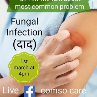 Dr H.K. will talk live on facebook page Cosmo Care on fungal infection on 1st March at 4 p.m.