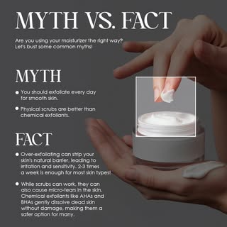 Don't let skincare myths damage your skin. ✨

Over-exfoliating or using harsh scrubs can weaken your