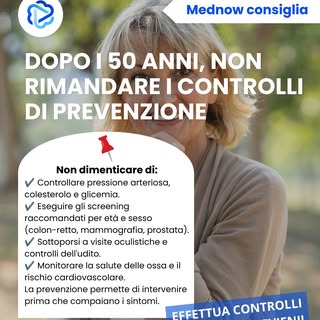 🩺 Dopo i 50 anni, la prevenzione diventa ancora più importante.

Molte condizioni possono sviluppar
