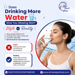 Can drinking more water give you glowing skin? 💧✨

Water supports overall hydration, but it cannot 