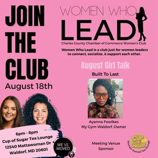Ladies there’s still time to join us tonight Cup of Sugar for Charles County Chamber of Commerce Wom
