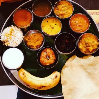 Eating meals at Bhojanam
