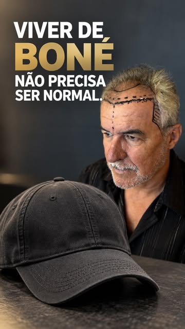 Boné de dia, chapéu à noite. Ele já tinha se acostumado a esconder a calvície.
Mas perder cabelo e v