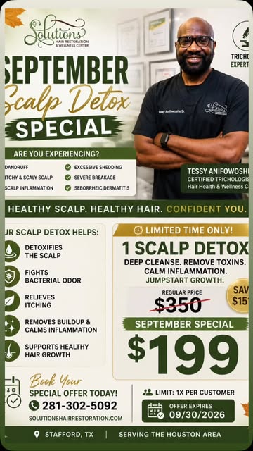 Book your FREE Consultation today at 
🌐www.SolutionsHairRestoration.com 
☎️281-302-5092 💫🌱
.
#sca
