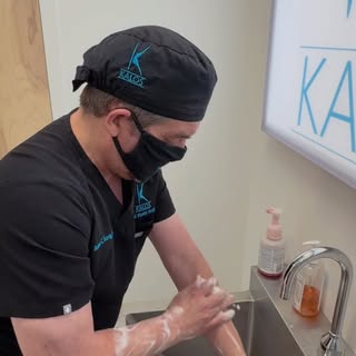 Scrubbing in for a 66-year-old patient undergoing a KalosLift™ with upper blepharoplasty, a comprehe