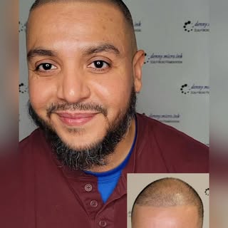 Scalp Micropigmentation works great to add density to thinning hair & those with hair transplants. S