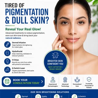✨ Reveal Brighter, Healthier & Even-Toned Skin at Arshi Skin & Hair Clinic ✨

Pigmentation, tanning,