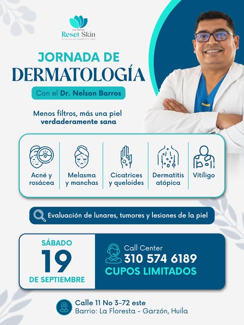 Este 19 de septiembre contaremos nuevamente con nuestro dermatólogo el Dr. Nelson Barros, para brind