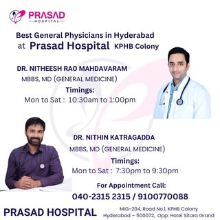 Hi.
To Our valued patients,

We are pleased to announce that the Best General Physicians in Hyderaba