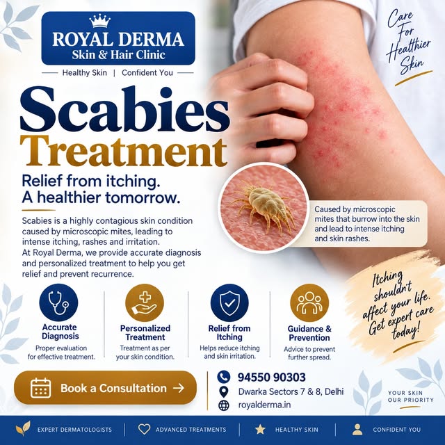 🩺 Scabies Treatment | Royal Derma Skin & Hair Clinic

Persistent itching, especially at night, redn