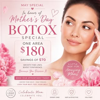 #BotoxSpecial
#MothersDaySpecial
#BotoxForMoms
#MothersDayBotox
#BotoxDeals
MaySpecial
BotoxTreatmen