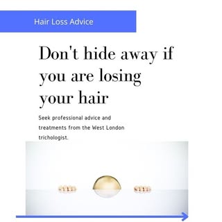Hair loss begins at the front, temporal sides of the head, leaving a triangular block of hair at the