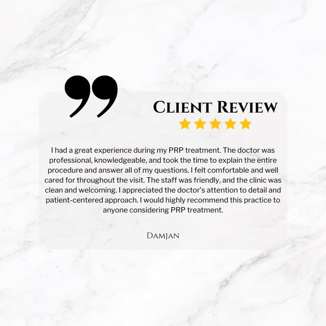 « J'ai vécu une excellente expérience lors de mon traitement au PRP. Le médecin s'est montré profess