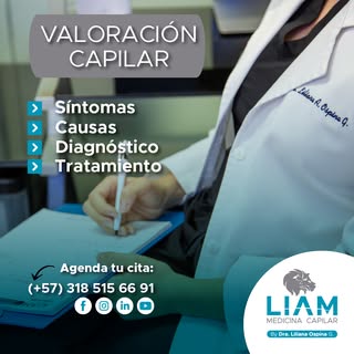La Dra. Liliana Ospina te brinda un diagnóstico y tratamiento capilar adecuado. 
.
⁣Recupera tu cabe
