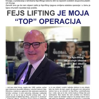 ČASOPIS: ESTETSKA HIRURGIJA &KOZMETIKA, FACE LIFTING JE MOJA “TOP” OPERACIJA.