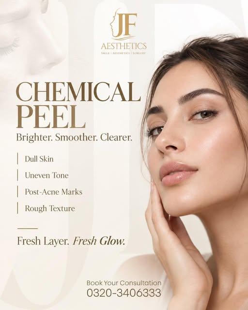 Chemical peels at JF Aesthetics target dull skin, uneven tone, post-acne marks, and rough texture — 