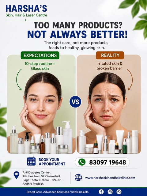 “Too many skincare products… but still no clear skin?”
More products don’t always mean better skin. 