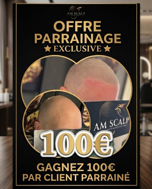 100€ POUR VOUS, À CHAQUE PARRAINAGE ! 🤝🔥

Vous êtes déjà client chez AM Scalp ou vous souhaitez si