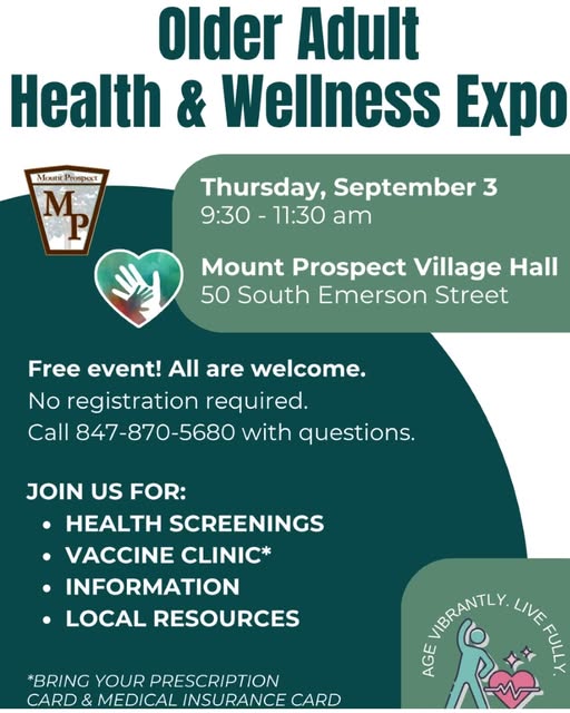 We are so excited to meet you this Thursday at the Older Adult Health & Wellness Expo in Mount Prosp