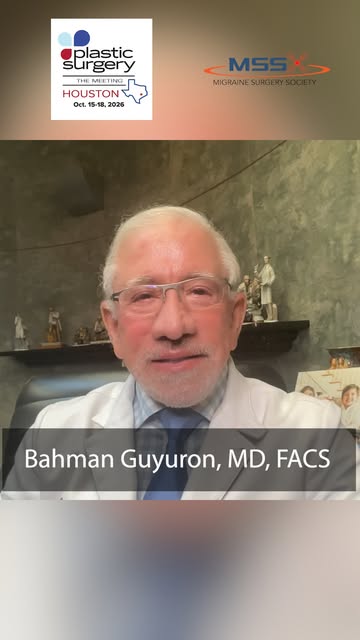 Be sure to join Bahman Guyuron, MD, FACS, on October 15 for the Migraine Surgery Symposium, live in 