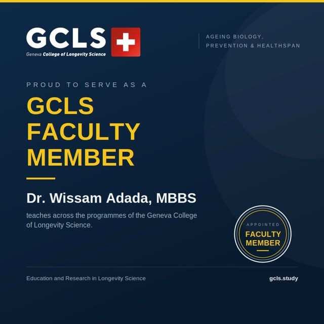 Proud to serve as a Faculty Member at the Geneva College of Longevity Science (GCLS) 

Honored to co