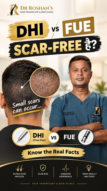 DHI is completely scar-free? 🤔❌

This is one of the common myths about DHI hair transplantation.

I