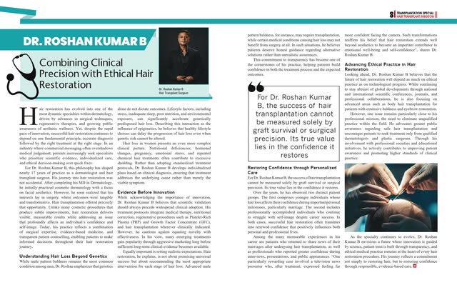 Featured in Siliconindia Magazine | Transplantation Special 2026 ✨

Dr. Roshan Kumar B  Hair Transpl
