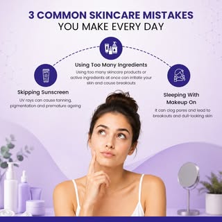 Avoid these everyday skincare mistakes for healthier, clearer-looking skin.

❌ Skipping sunscreen
❌ 