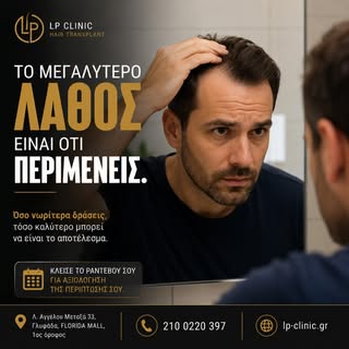 Οι περισσότεροι άνδρες παρατηρούν τα πρώτα σημάδια αραίωσης και σκέφτονται:

"Δεν είναι ακόμα τόσο έ