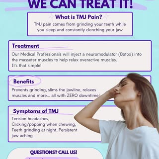 ✨ TMJ PAIN? WE CAN HELP! ✨
Do you wake up with jaw tension, headaches, or notice yourself grinding o