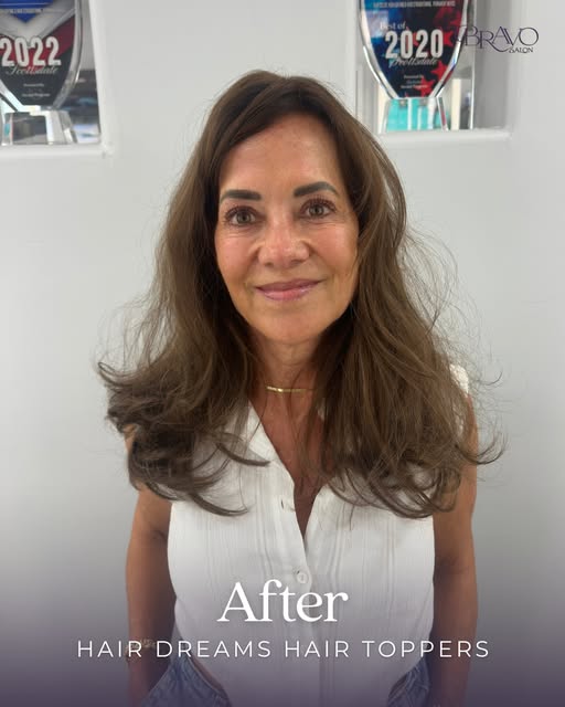 A little before & after magic with Hairdreams Hair Toppers!

The right toppers create a natural-look