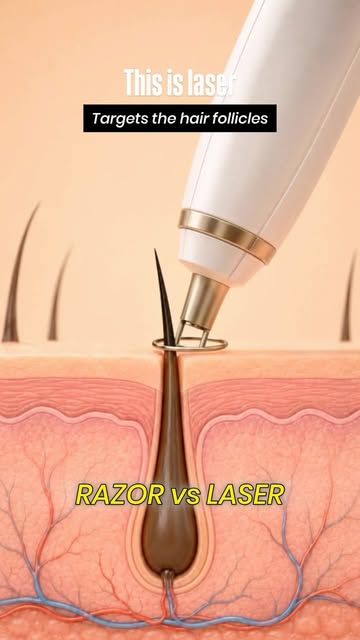 RAZOR vs LASER ✨

One cuts the hair at the surface.
The other targets the hair follicles.

While sha